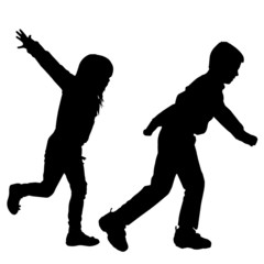 vector silhouette of children.