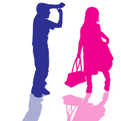 vector silhouette of children.