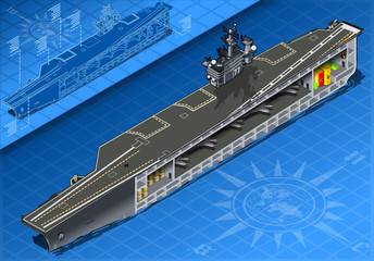 Section of Isometric Aircraft Carrier in Front View