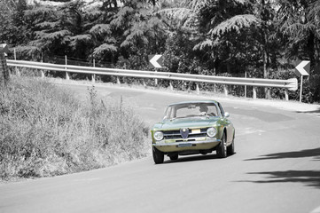 Classic car on black and white background
