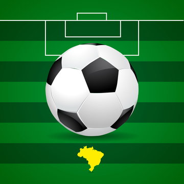 Brazil soccer ball on green background