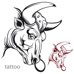 Bull's head. Tattoo