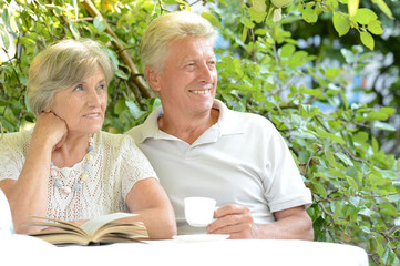 Elderly couple in summer
