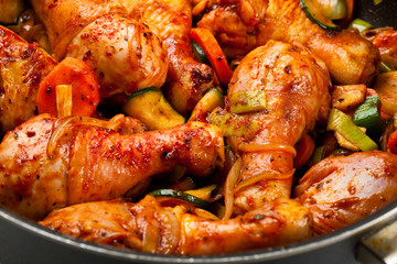 Grilled chicken legs and vegetables