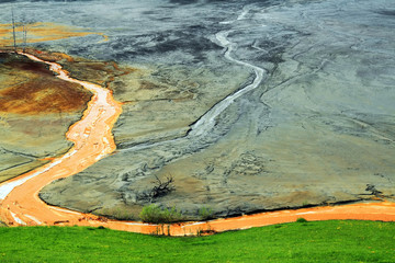Nature pollution of a copper mine exploitation