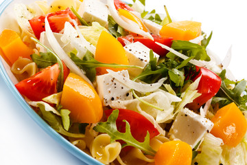 Pasta with feta cheese and vegetables