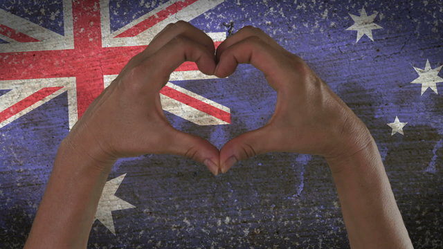 Hands Heart Symbol Australian Flag