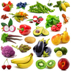 collage di frutta e verdura fresca
