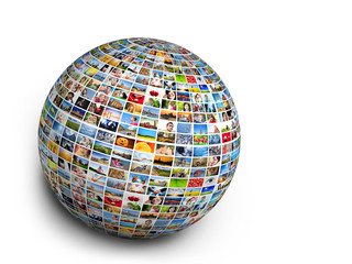 Fototapeta premium Ball, globe design element. Pictures of people, animals, places