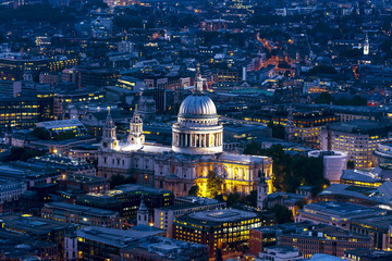 Night aerial view of St. Paul's Cathedral