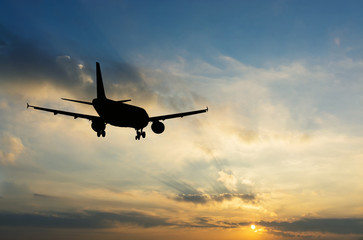 Beautiful view of silhouette of airplane