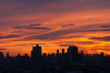 Fototapeta na wymiar Sunrise at city of Bangkok, Thailand