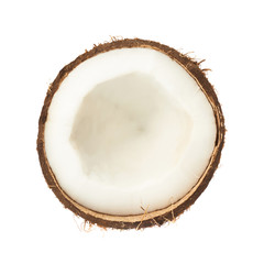 Coconut fruit cut in half