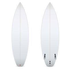 Two-sided blank surfboard isolated on white background