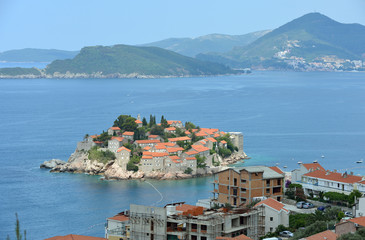 Naklejka premium Sveti Stefan and Saint Nicholas island near Budva, Montenegro.