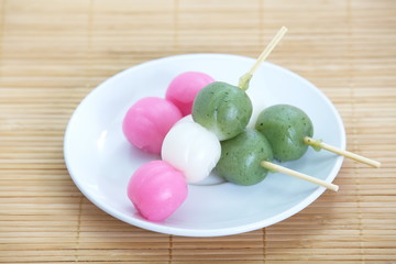 Dango japanese dumpling and sweet made from rice flour