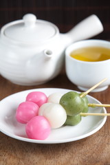 Dango japanese dumpling and sweet made from rice flour