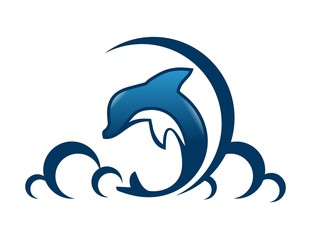 Obraz premium Dolphin logo symbol icon jump action