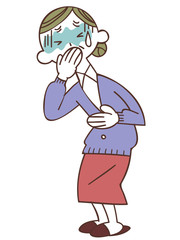 吐き気をもよおす女性