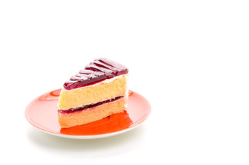 Strawberry cake isolated on white background