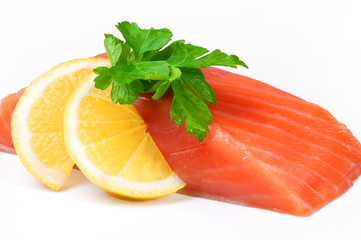 Fresh salmon with lemon