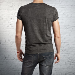 Young man wearing blank t-shirt
