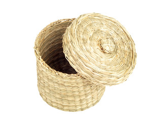 Obraz premium straw cylinder box with cap isolated