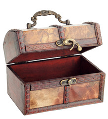 Wooden chest with hook lock open