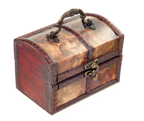 Wooden chest in retro style closed