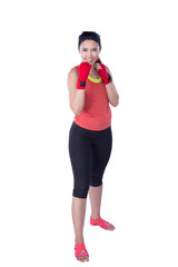 boxer woman during boxing exercise