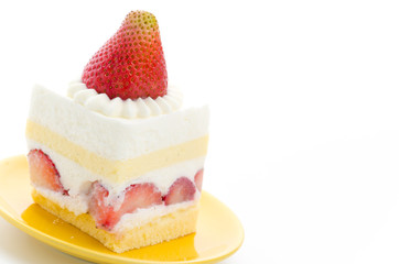Strawberry cheesecake isolated on white background