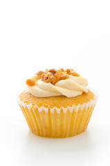 Nuts cupcake isolated on white background