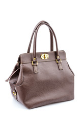 Woman leather bag isolated white background