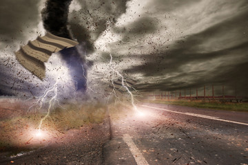 Tornado disaster concept