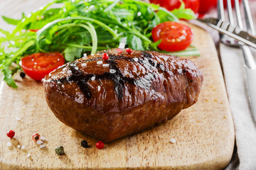 Grilled steak with salad  tenderloin