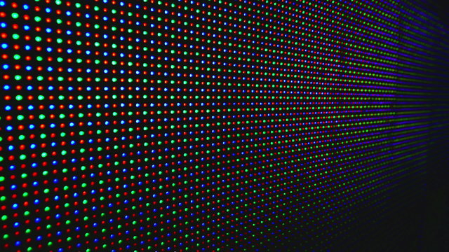 Led display close up. LED show - Colors and shapes on the LED