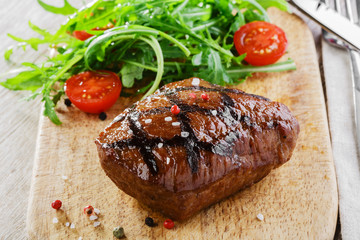 Grilled steak with salad  tenderloin