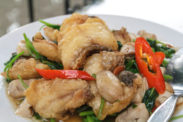 Striped bass stir celery