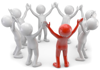 Jubel im Kreis rotes M&auml;nnchen