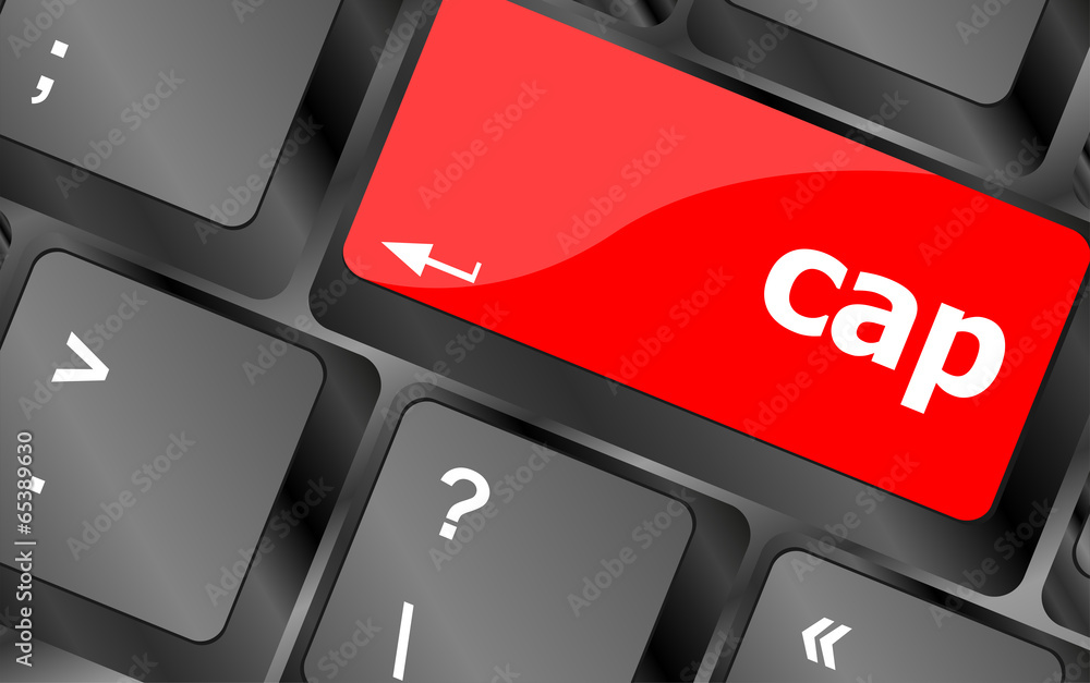 Poster cap key on computer keyboard keys button