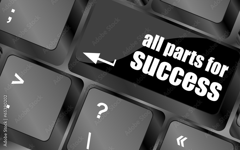 Poster all parts for success button on computer keyboard key