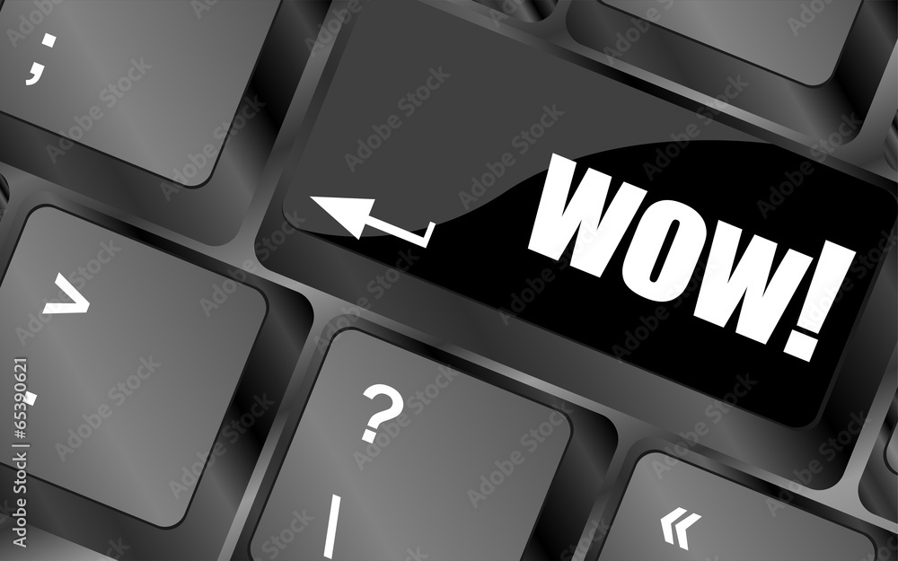 Poster wow button on computer keyboard key