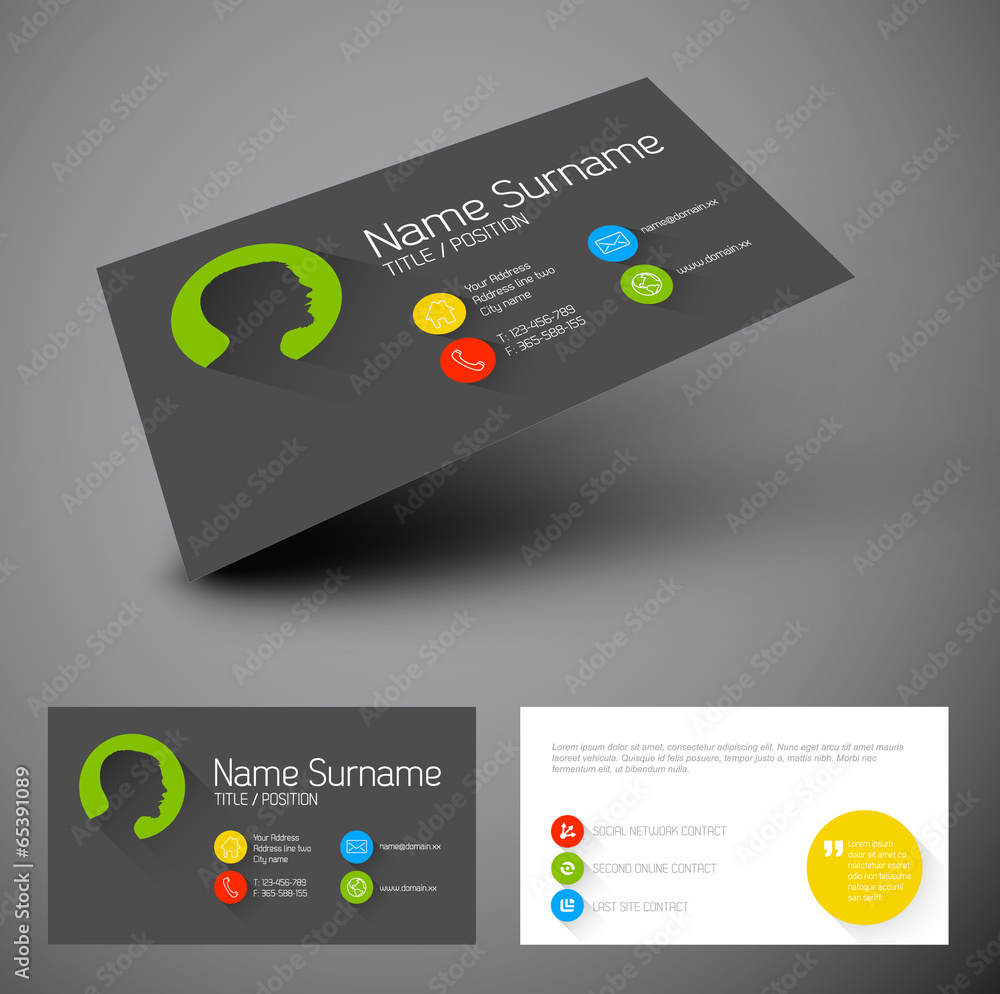 Poster modern business card template with flat user interface