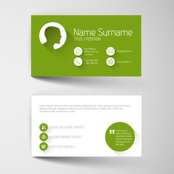 Modern green business card template with flat user interface