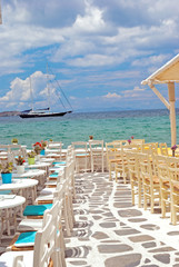 Traditional greek cafeteria on Mykonos island, Greece