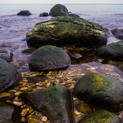 Grüne Felsen an der Küste Rügens