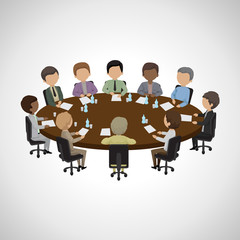 Business People Having Meeting - Isolated On Gray Background