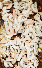 Food. Roasted chicken meat with mushrooms