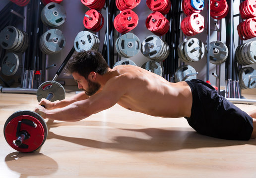 barbell abdo man workout fitness at gym
