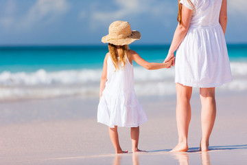 Mother and daughter at beach